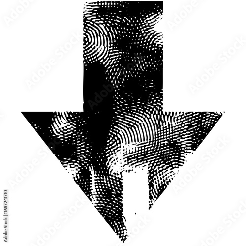 Vector Fingerprint arrow points downward symbolizing direction and security.