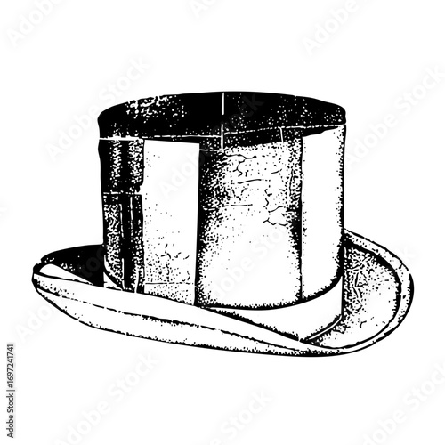 Vector Vintage top hat with textured details.