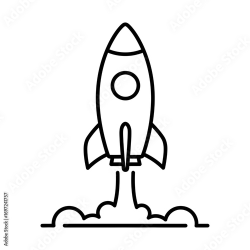 rocket launch icon symbolizing aerospace technology and space mission