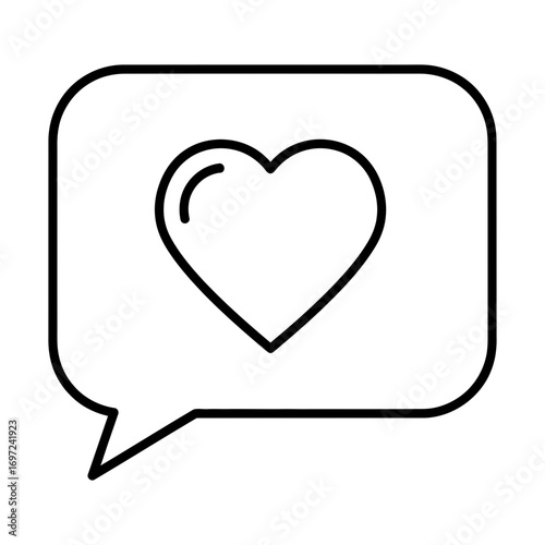 speech bubble with heart line icon symbolizing romantic messages and online interaction