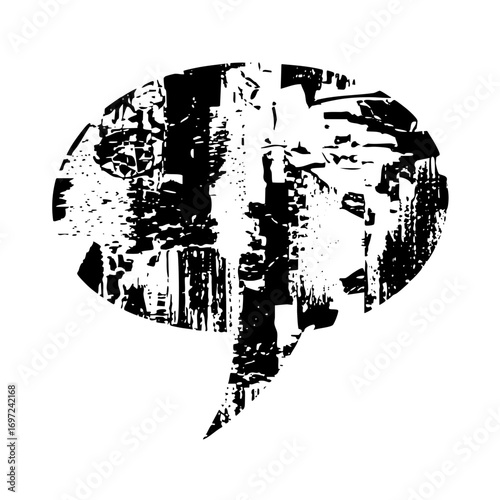 Vector Abstract distressed circular with fragmented shapes.