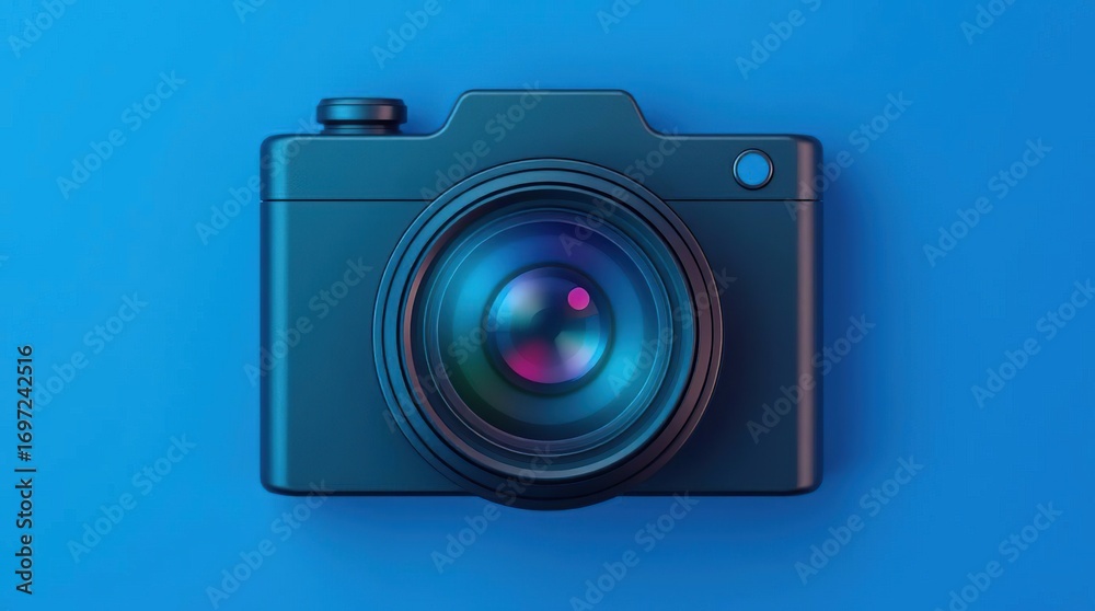 Fototapeta premium 3D Camera on Blue Background.