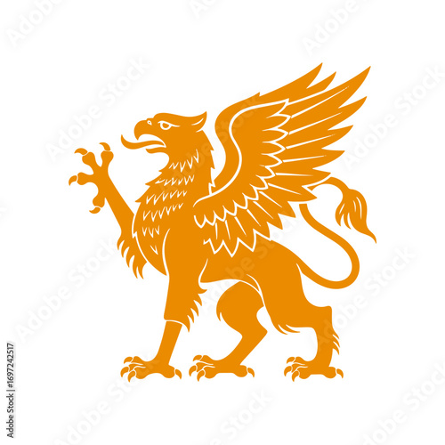 Majestic mythical griffin creature symbolizing power and vigilance in golden hue