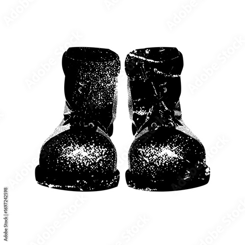 Vector Black work boots with textured details.