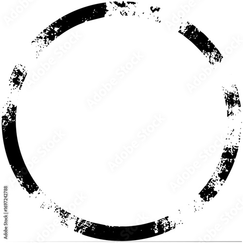 Vector Distressed circular frame with textured edges.