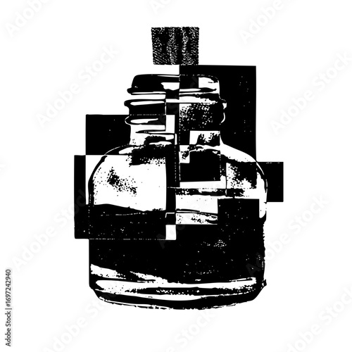Vector Vintage inkwell with cork stopper