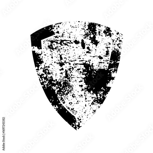 Vector Distressed shield with textured surface.