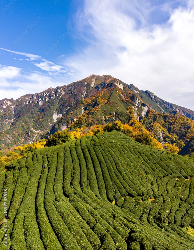 Fototapeta premium Autumnal mountain tea plantation