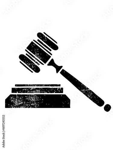 Vector Black gavel and soundblock representing justice and legal proceedings.