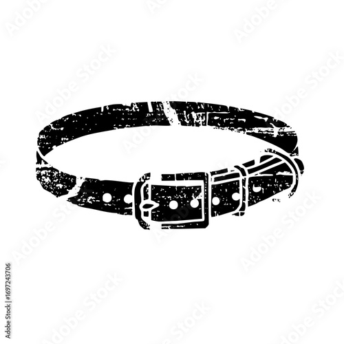 Vector Black leather belt with buckle detail.