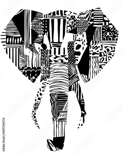 Vector Intricate elephant composed of geometric .