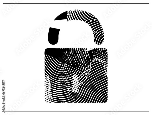 Vector Fingerprint Lock Illustrates Digital Security