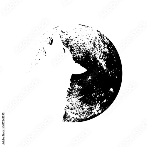Vector Abstract face silhouette with textured halftone effect.