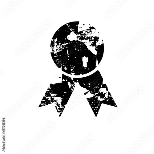 Vector Distressed award ribbon with flowing
