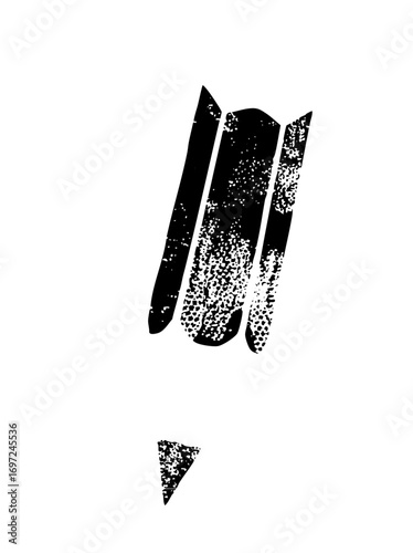 Vector Abstract black with fragmented rectangles and downward triangle.