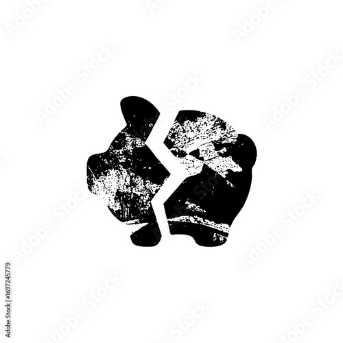 Vector Broken heart with distressed texture