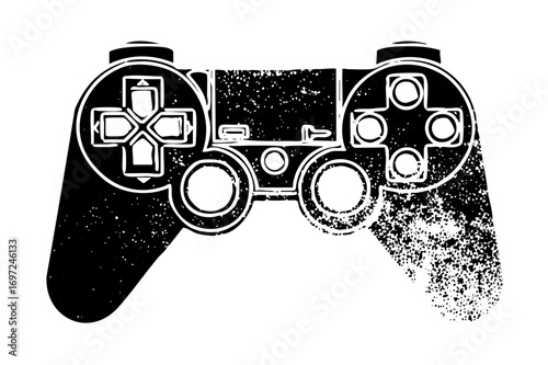 Vector Detailed of a gaming controller with a distressed texture.