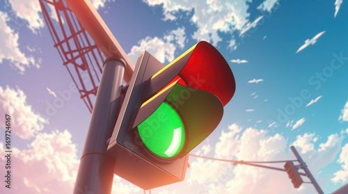 Traffic Light Green Cityscape.