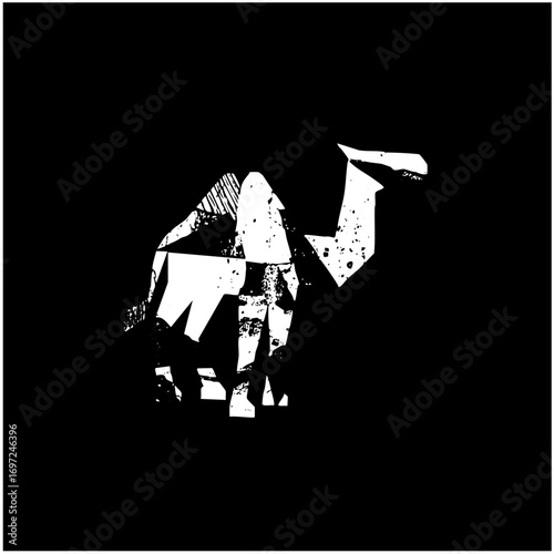 Vector Geometric wolf head with a distressed texture.
