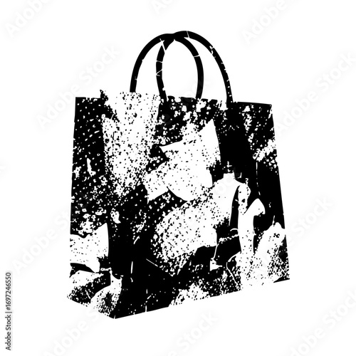 Vector Distressed shopping bag with handles