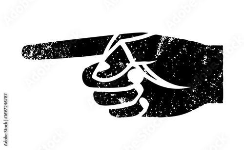 Vector Gritty black hand pointing forward .