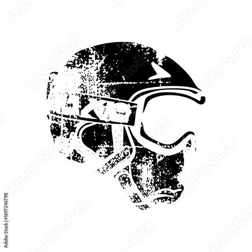 Vector Distressed vector of a futuristic helmet with goggles.
