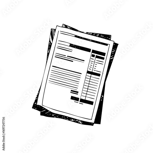 Vector Stacked documents with charts and graphs