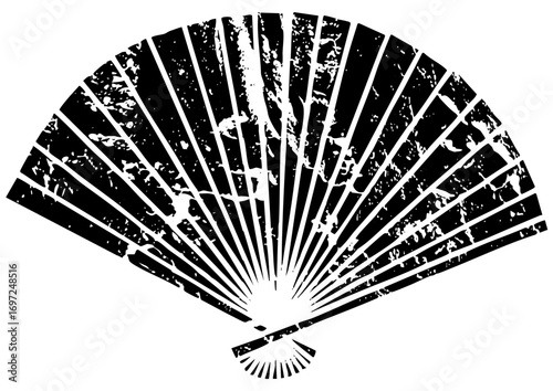 Vector Elegant black fan with radiating lines.