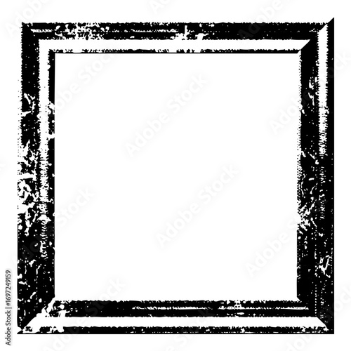 Vector Distressed rectangular frame with a rough textured border.