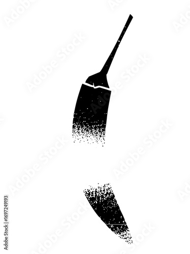 Vector Broken broom illustrations depict cleaning and damage concepts.