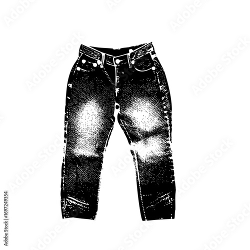 Vector Distressed denim jeans with ripped knees