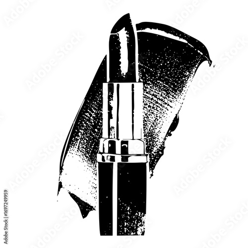Vector Grim Reaper embraces a cosmetic lipstick in a monochrome .