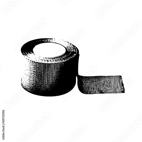 Vector Detailed of a roll of adhesive tape with a pulled strip.