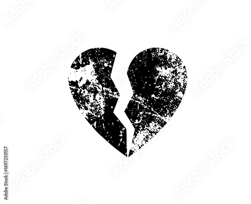 Vector Distressed broken heart with a fractured .