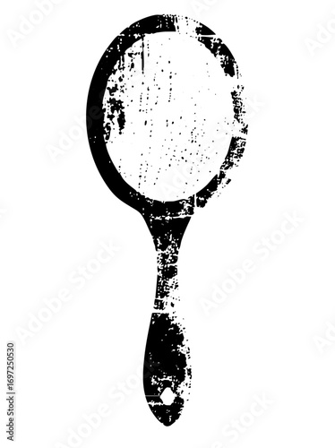 Vector Distressed magnifying glass with a vintage aesthetic.
