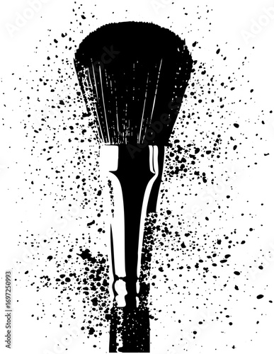 Vector Elegant makeup brush with splatter effect.