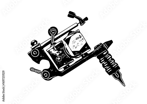 Vector Detailed of a classic tattoo machine.