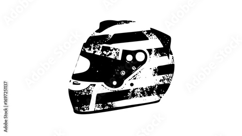 Vector Black and White Racing Helmet