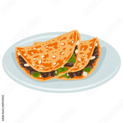 Tacos Quesatacos on Plate Illustration