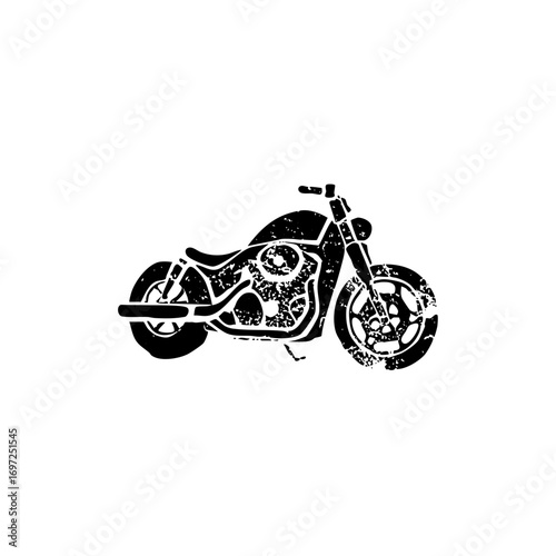 Vector Vintage motorcycle with textured details.