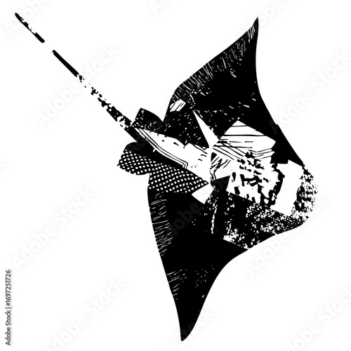 Vector Detailed of a majestic manta ray with a textured wing .