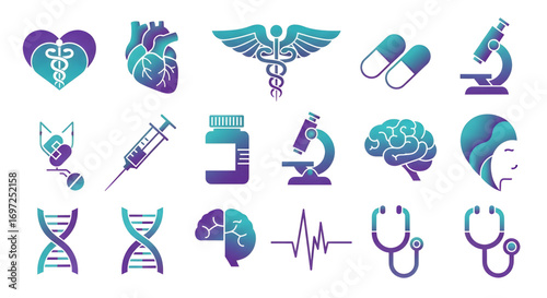 Medical and Science Iconography with Gradient Colors