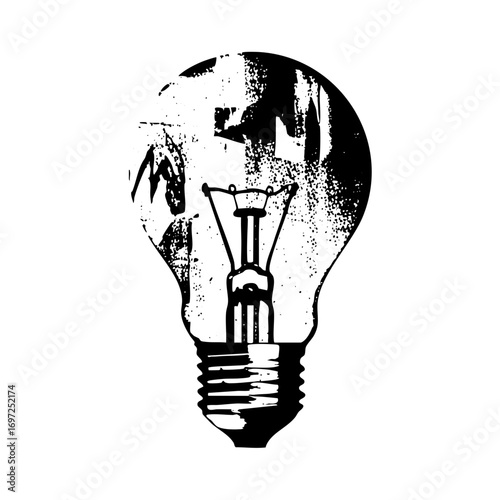 Vector Distressed lightbulb with internal components