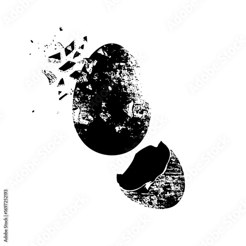 Vector Fragmented egg depicts breaking and destruction.