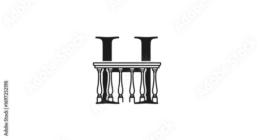 Elegant Architectural Letter H Logo Design with Classic Columns and Balustrade Element