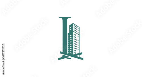 Elegant building design with an initial letter, minimalist real estate logo for business identity