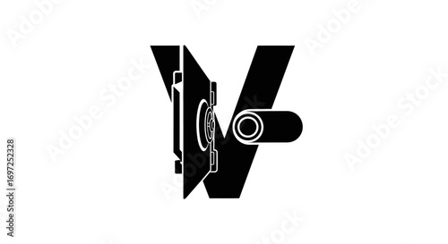 Stylized bank vault with security door silhouette, a modern financial institution emblem