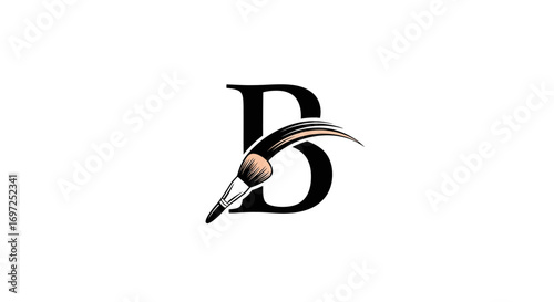 Elegant cosmetic letter B logo design with makeup brush stroke accentuates initial