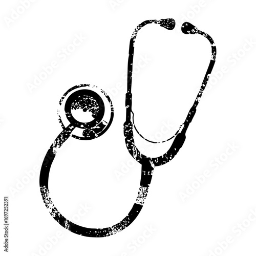 Vector Monochrome stethoscope with a distressed texture.