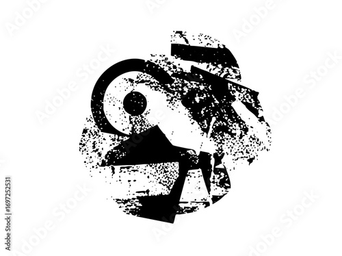 Vector Abstract geometric featuring fragmented shapes and a circular element.
